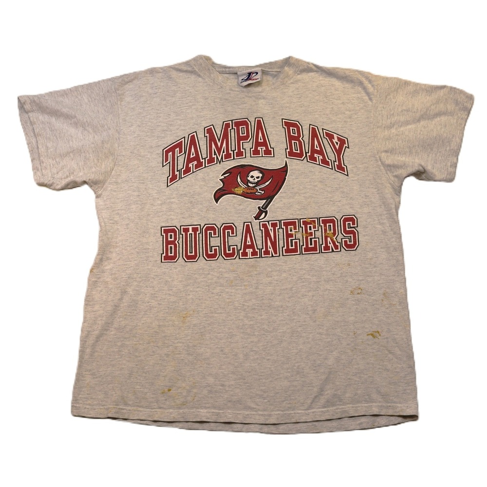 Logo Athletic Mens XL T-Shirt Gray Tampa Bay Buccaneers Vintage Distressed NFL